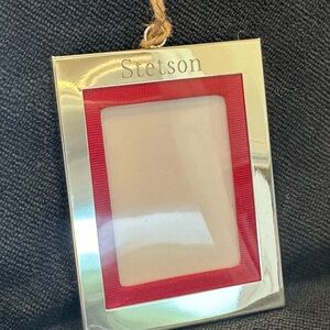 Pottery Barn Silver and Red Holiday Frame with name engraved STETSON